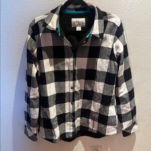 Orvis Black and White Plaid button Up Shaket